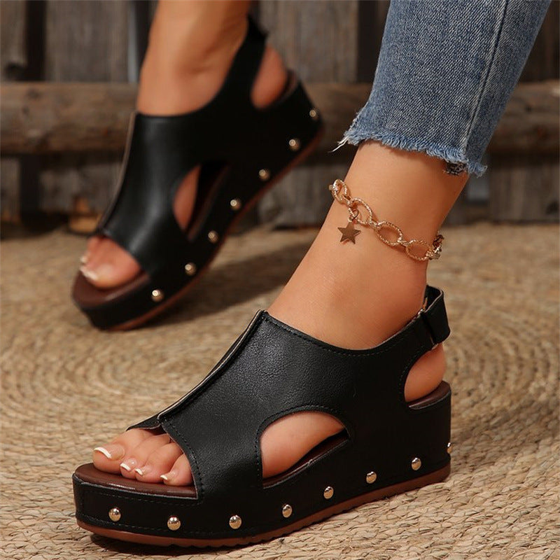 Women's Plus Size Platform Peep Toe Sandals