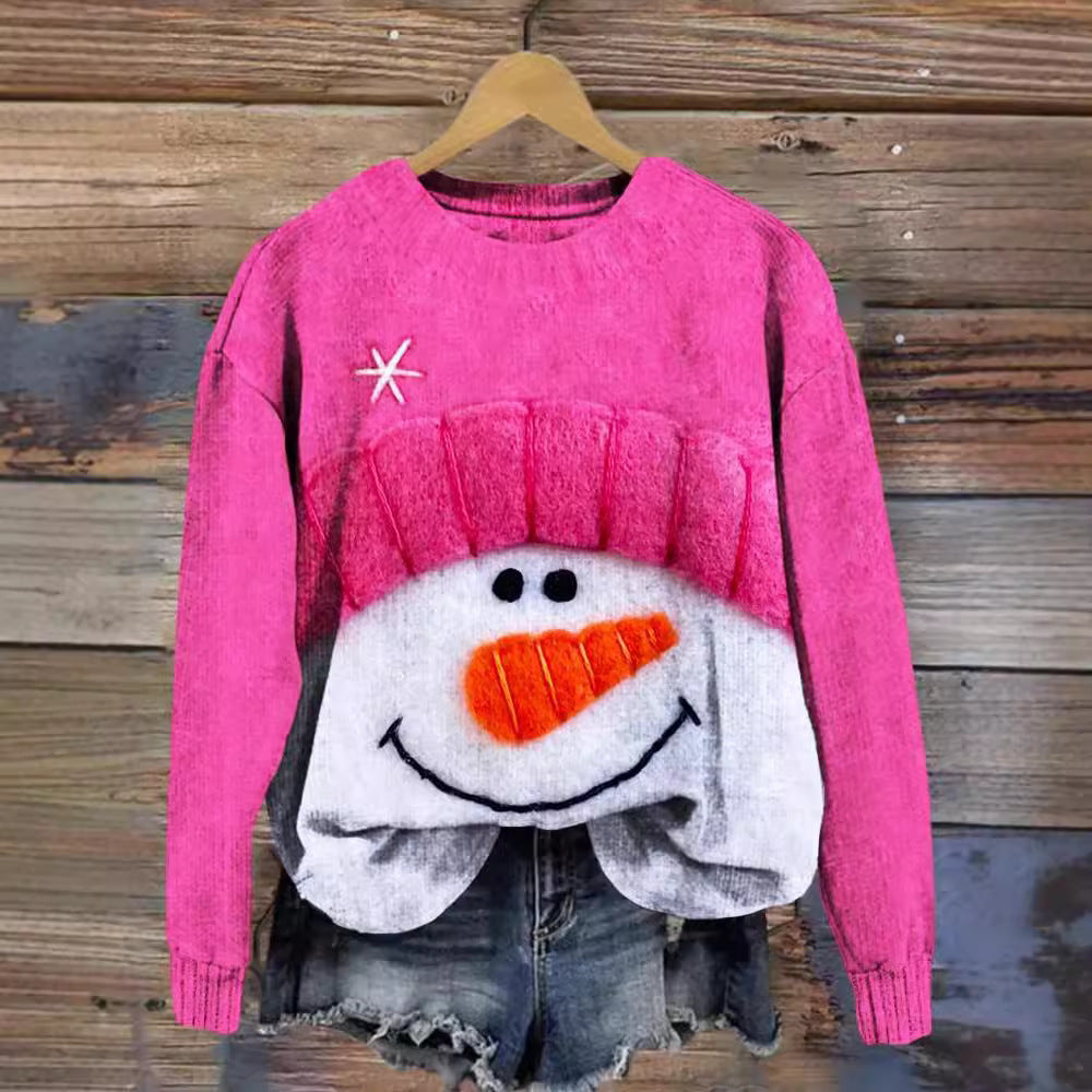 Fashionable Women's 3D Printed Snow Casual Sweatshirt