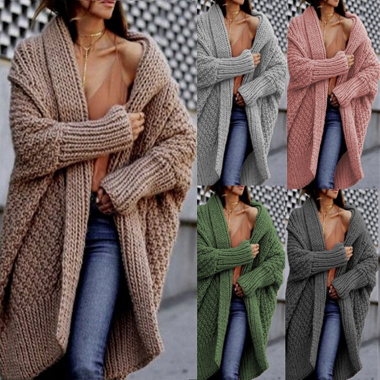 Women's Long Thick Sweater Cardigan – Autumn & Winter Style