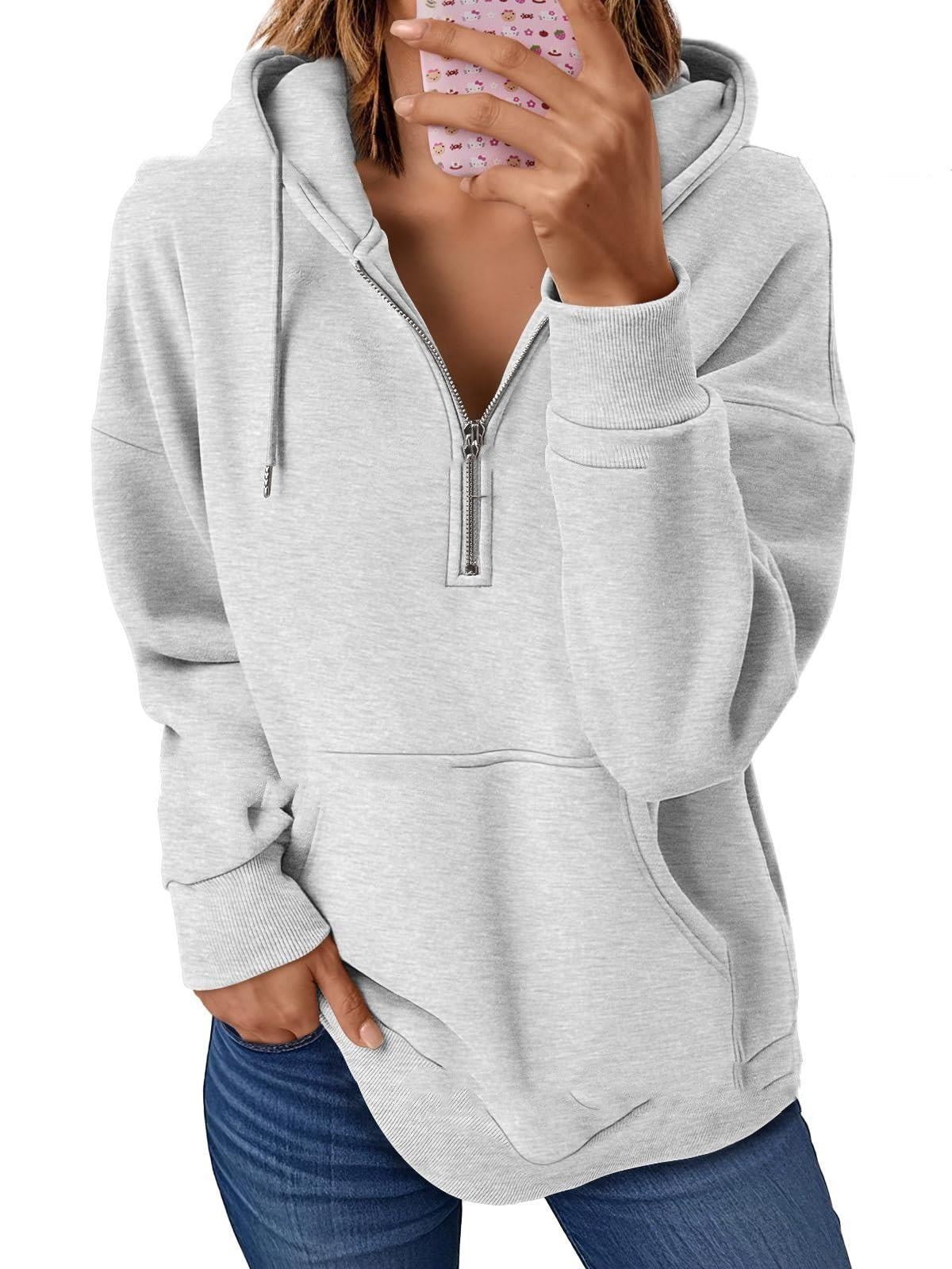 Zip Pocket Solid Color Hooded Sweatshirt
