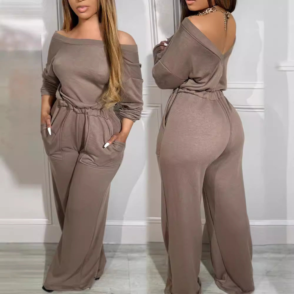 Ladies' Off-Shoulder Waist-Defined Jumpsuit