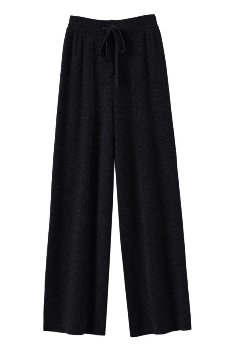 Draped Floor-length Knit Casual Pants