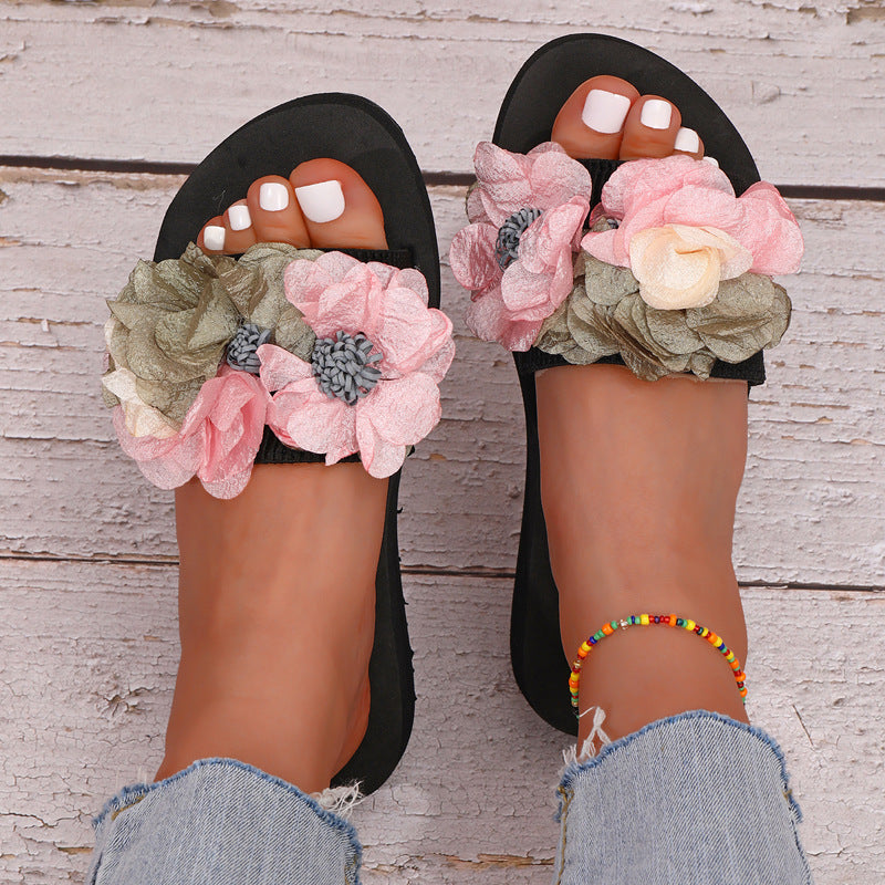 Flower-Embroidered Sandals - Lightweight and Non-Slip Design