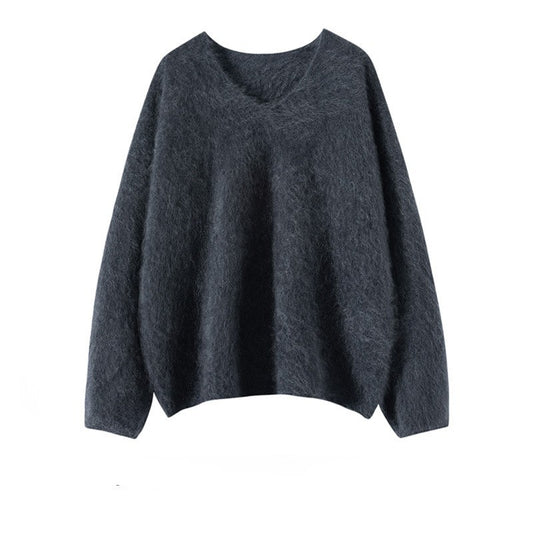 V-Neck Soft Knit Sweater - Autumn & Winter Loose Lazy Style