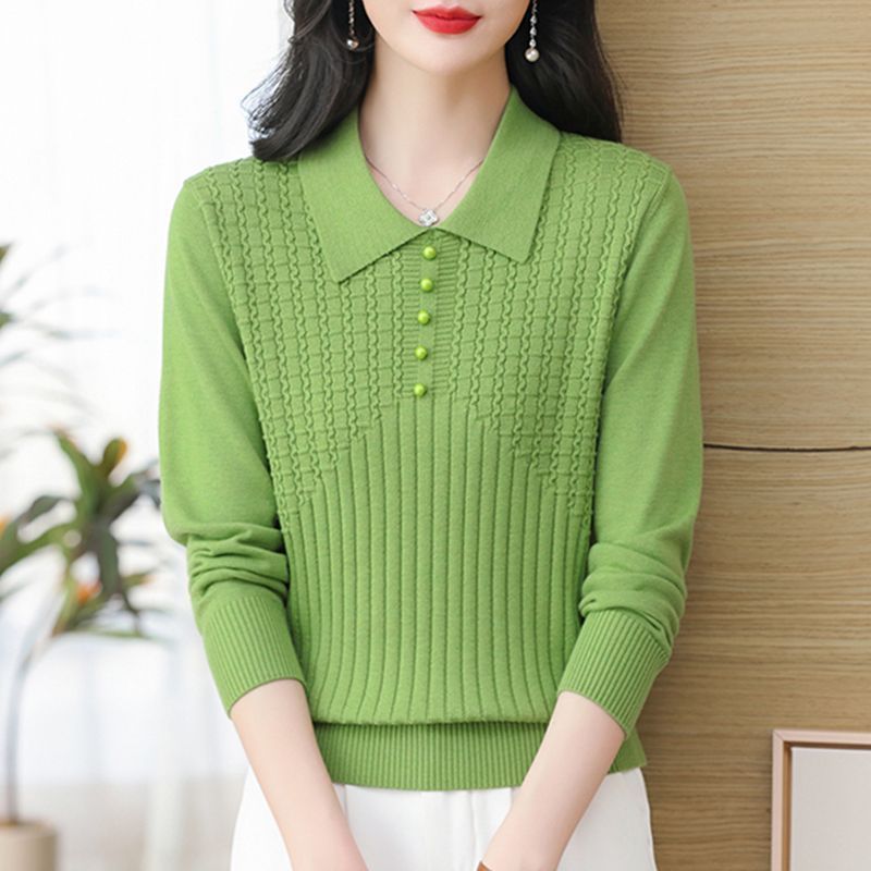 Beaded Lapel Knit Sweater for Women - Youthful and Stylish Design