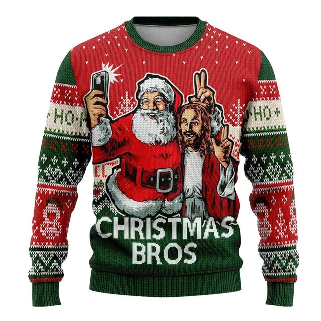 Ugly Christmas Sweater Men Women Funny Cartoon Santa Graphics Crewneck Sweatshirt Top