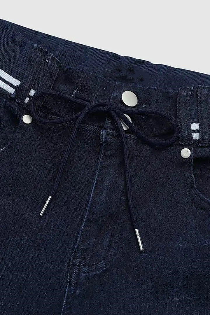 Athleisure Style Skinny Jeans For Women, A Sporty Drawstring Waist, Butt-Lifting Dark Wash Jeggings