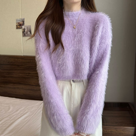 Women's Loose-Fit Mink-Like Wool Knitted Top