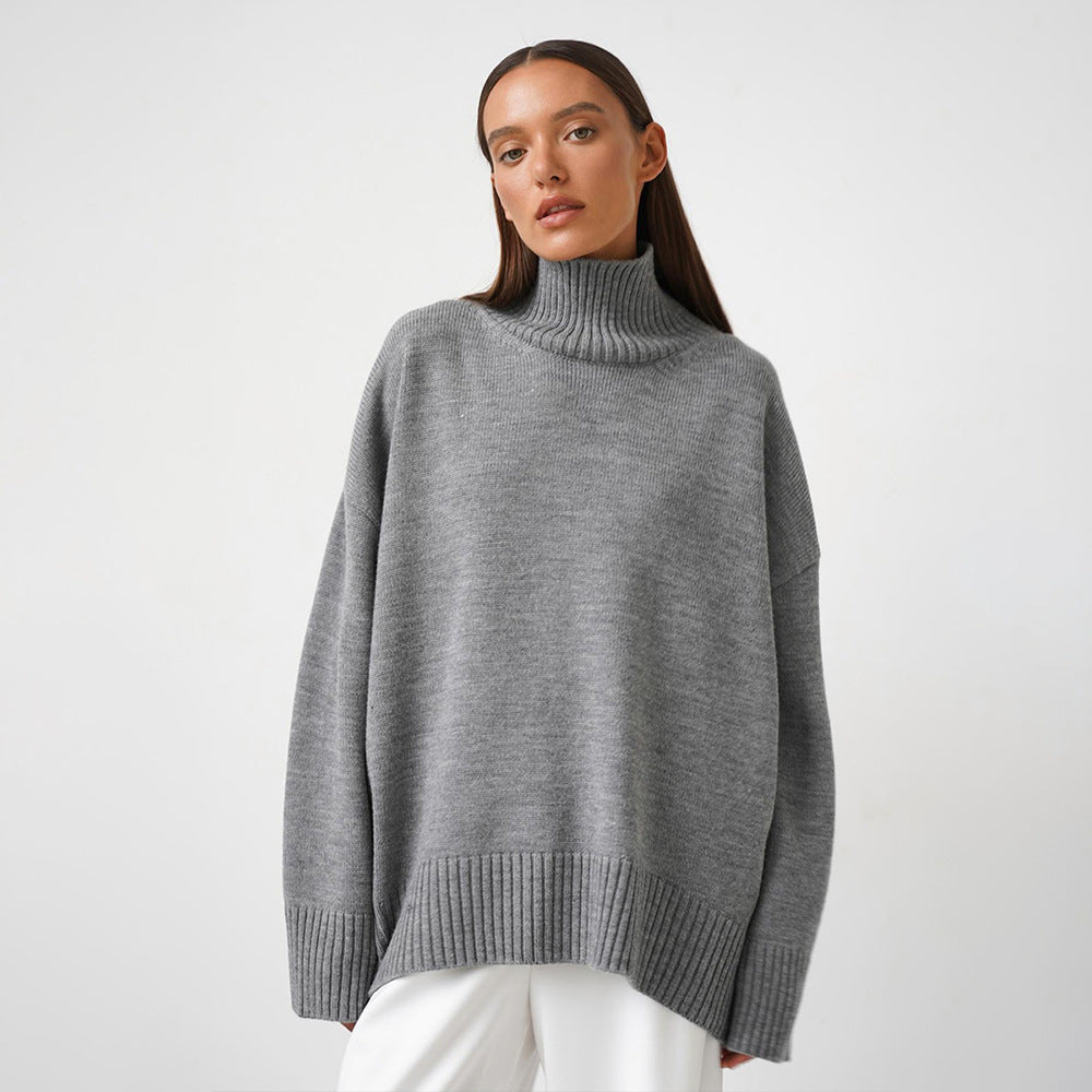 Autumn and Winter Solid Color Loose Turtleneck Sweater