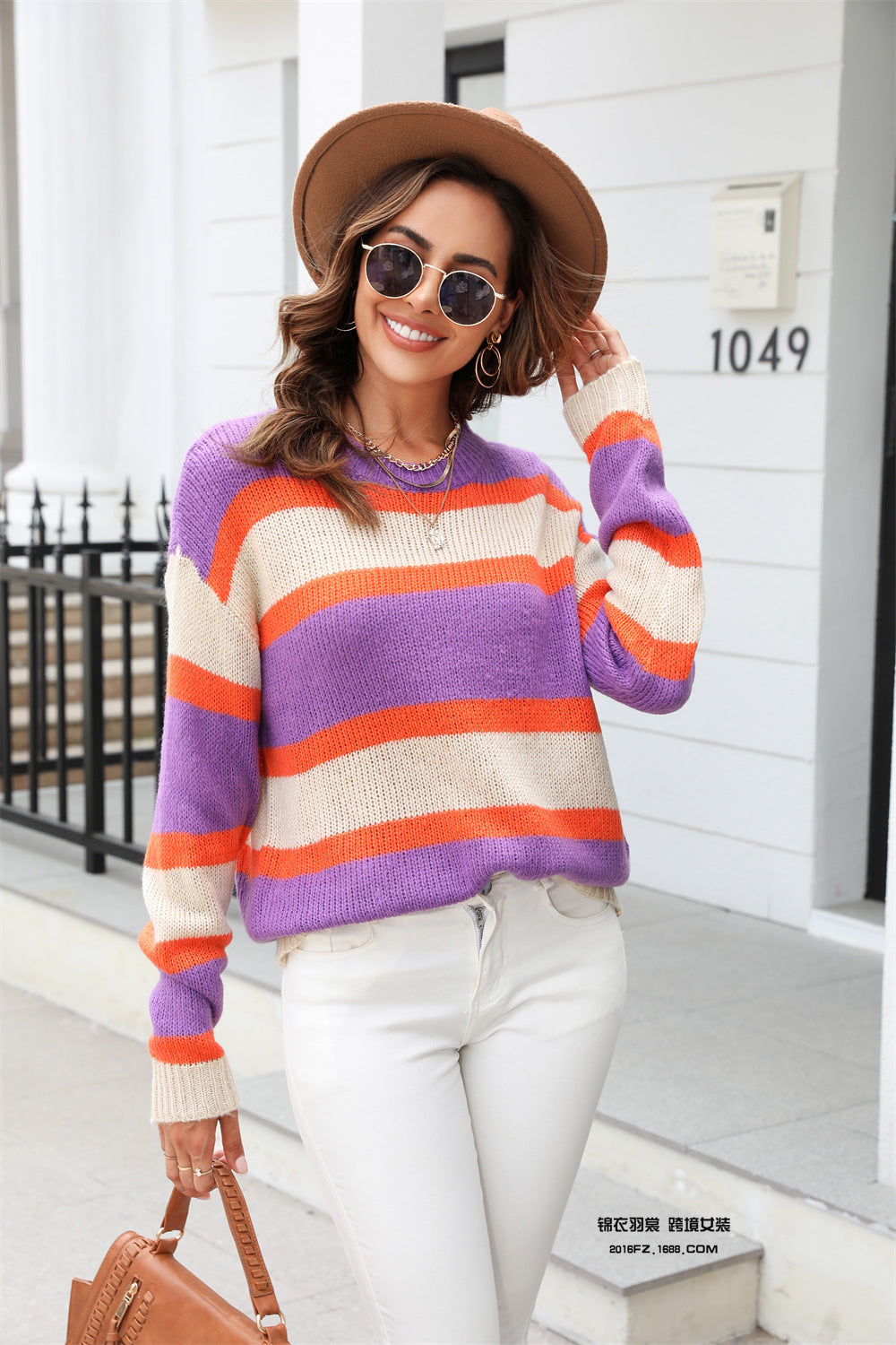 Wide Striped Knit Pullover Sweater – Base Layer Knitwear