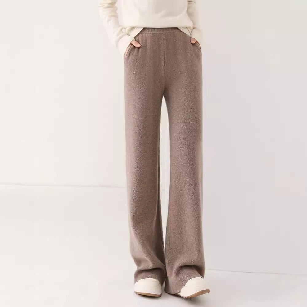 High-Waist Thickened Knitted Mop Trousers – Casual and All-Match