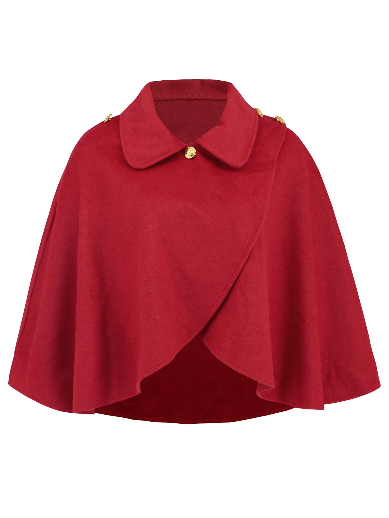 Fashionable Solid Color Wool Cape Coat