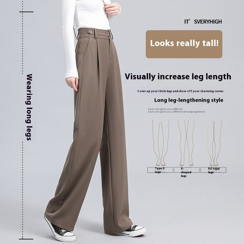 Spring and Autumn High-Waist Dropped Narrow Wide-Leg Pants