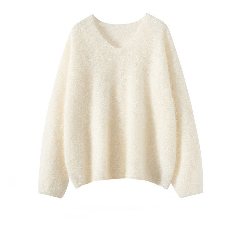 V-Neck Soft Knit Sweater - Autumn & Winter Loose Lazy Style