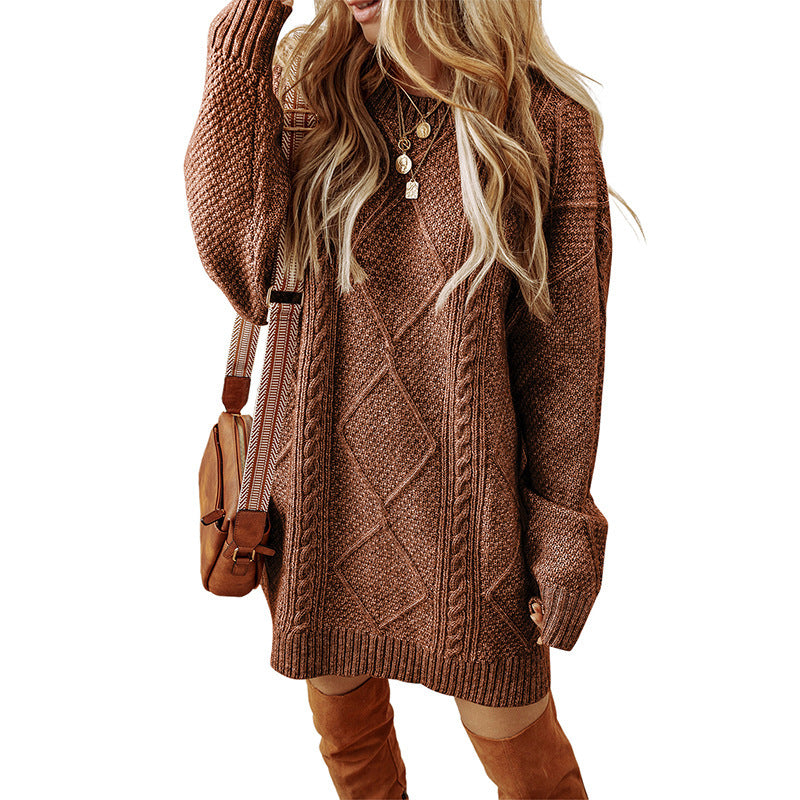 Winter Loose-Fit Sweater Dress – Cozy and Effortless Lazy Style