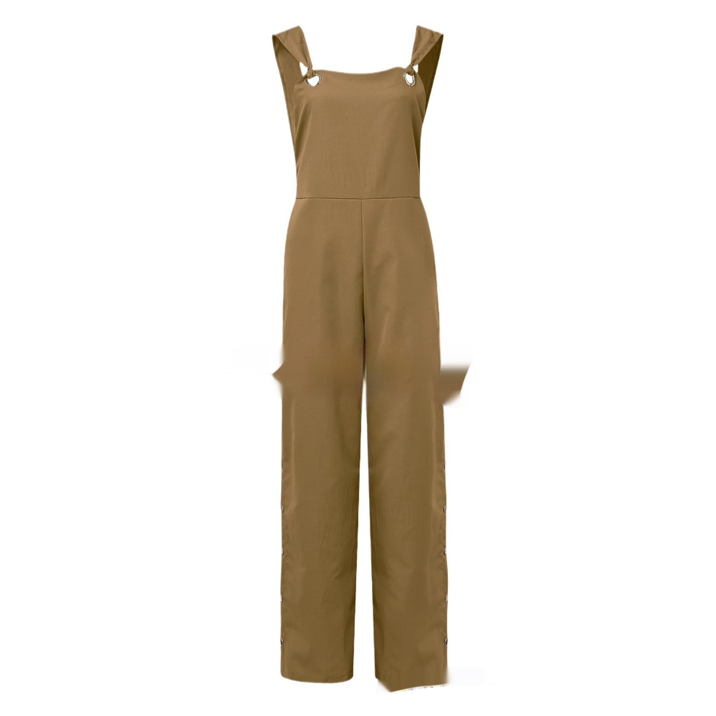 Women's Solid Color Sleeveless Jumpsuit with Side Pockets