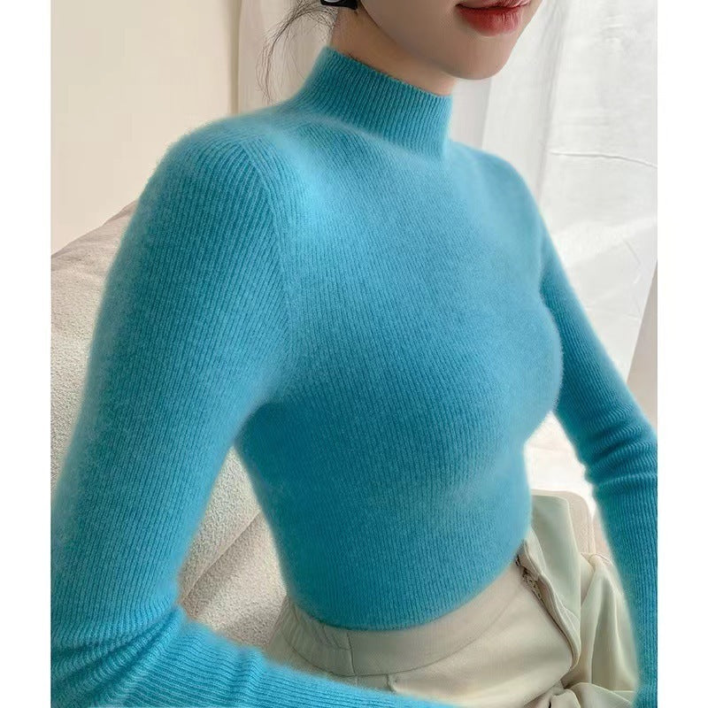 Half-Turtleneck Cashmere Slim Sweater – Perfect as a Bottoming Shirt