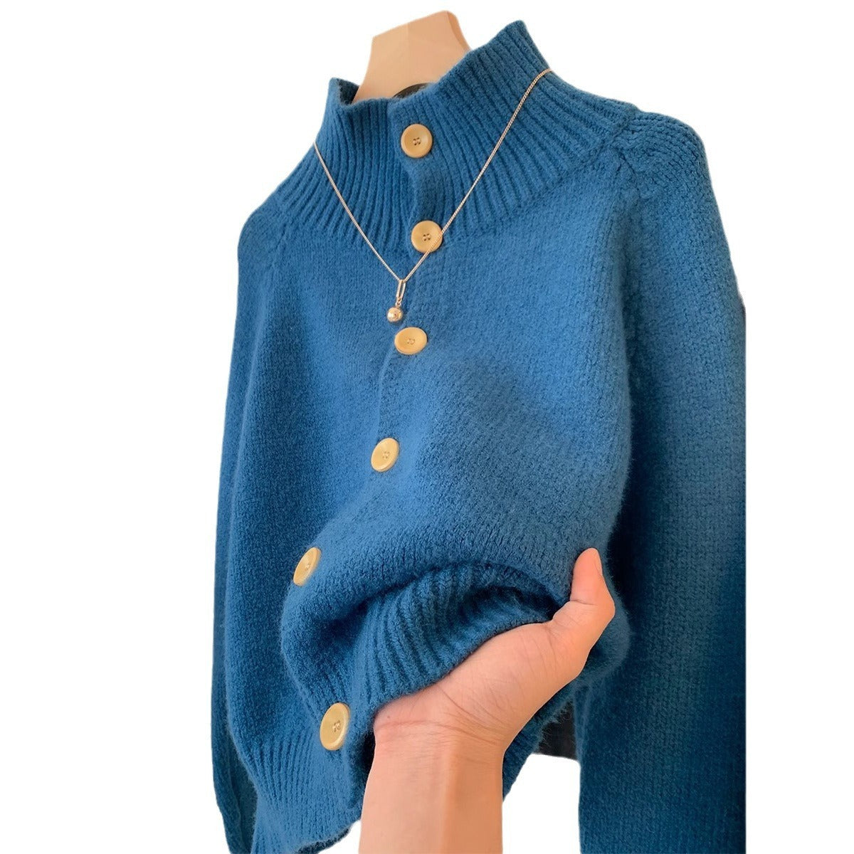 High Collar Soft Glutinous Cropped Sweater Coat - Cozy and Stylish Women's Outerwear