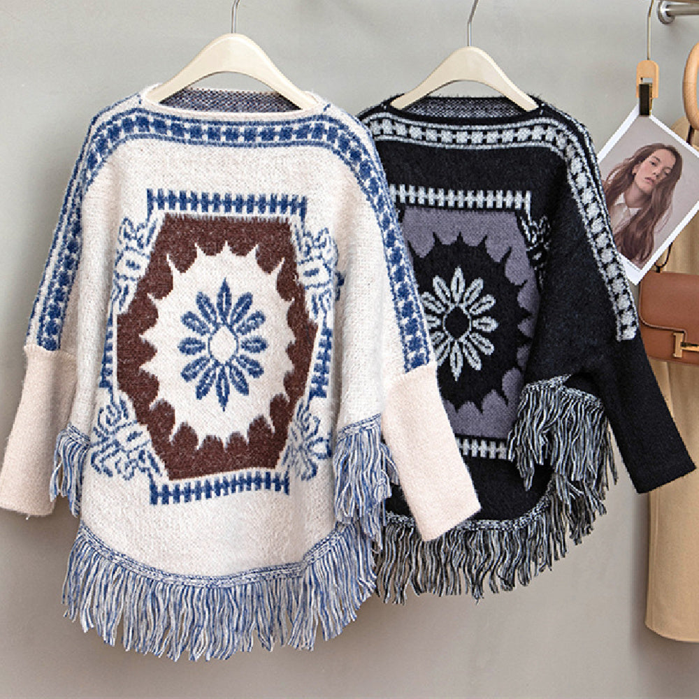 Mao Mao Yu Retro Ethnic Off-Shoulder Pullover