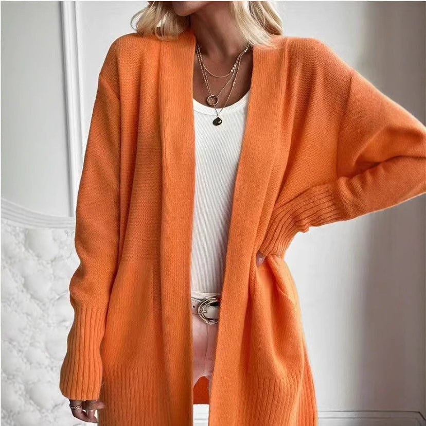 Plus Size Women's Solid Color Casual Knit Cardigan