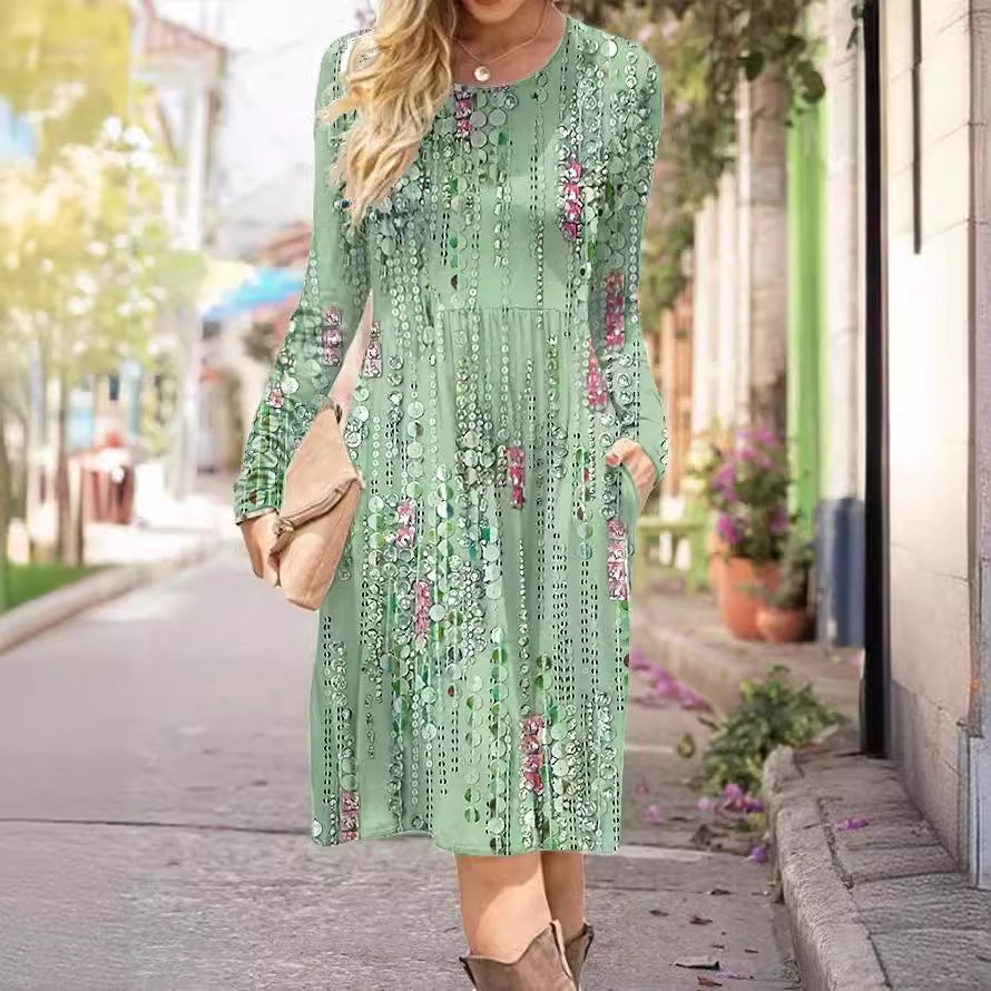 Versatile Mid-length Printed Dress