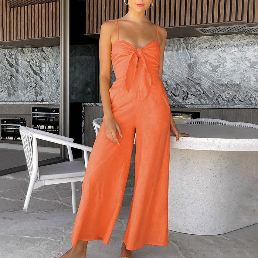 Women's Fashion Sling Wide-Leg Jumpsuit, Casual Loose-Fit Bodysuit