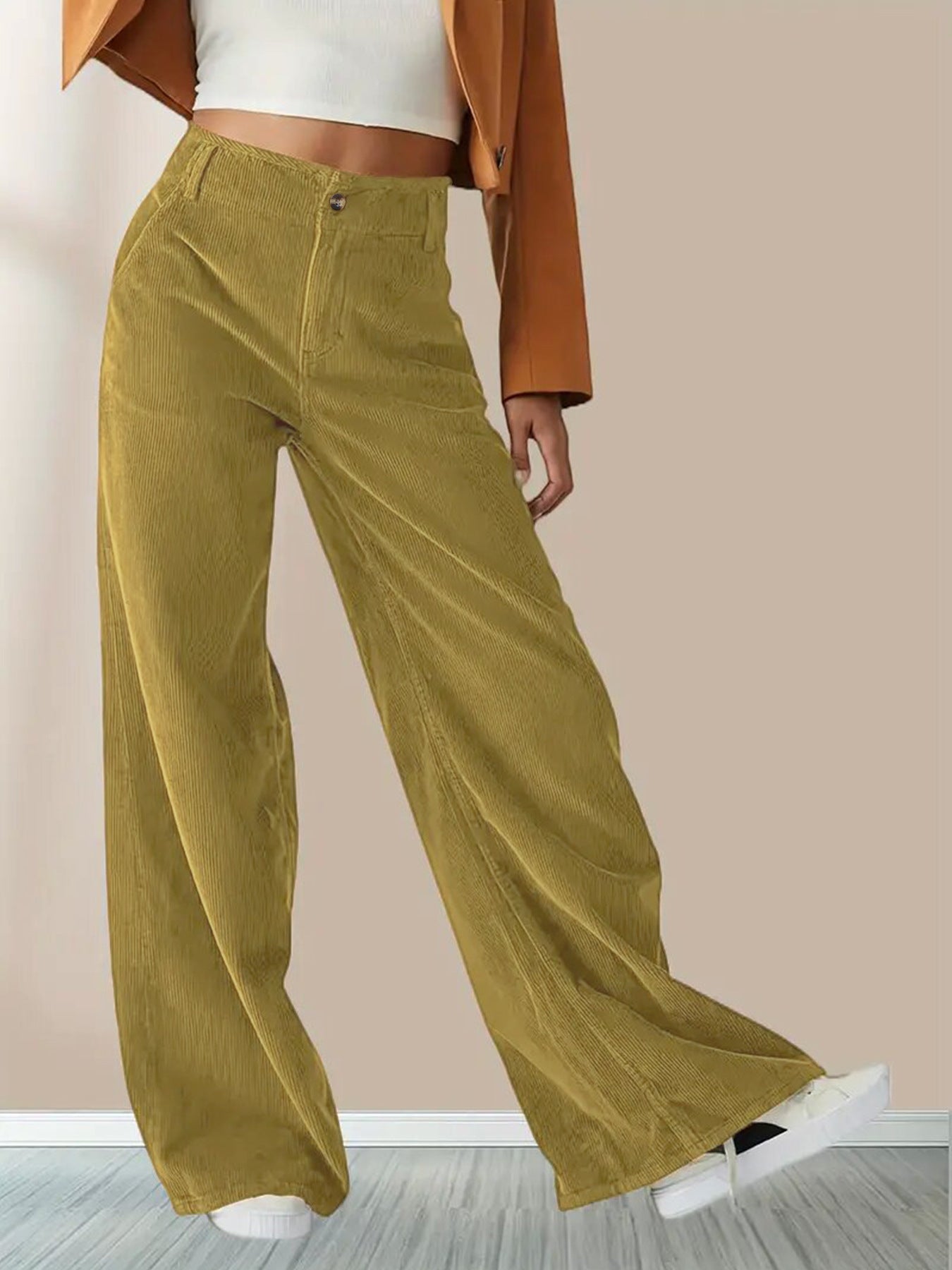 Women's High-Waist Dropped Casual Slimming Straight Pants