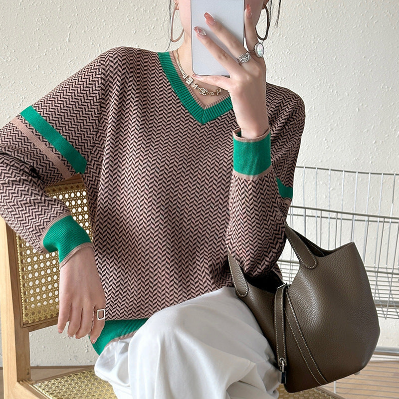 Lazy Style Women's Sweater – Fashionable Retro Long-Sleeved Pullover for Casual Wear