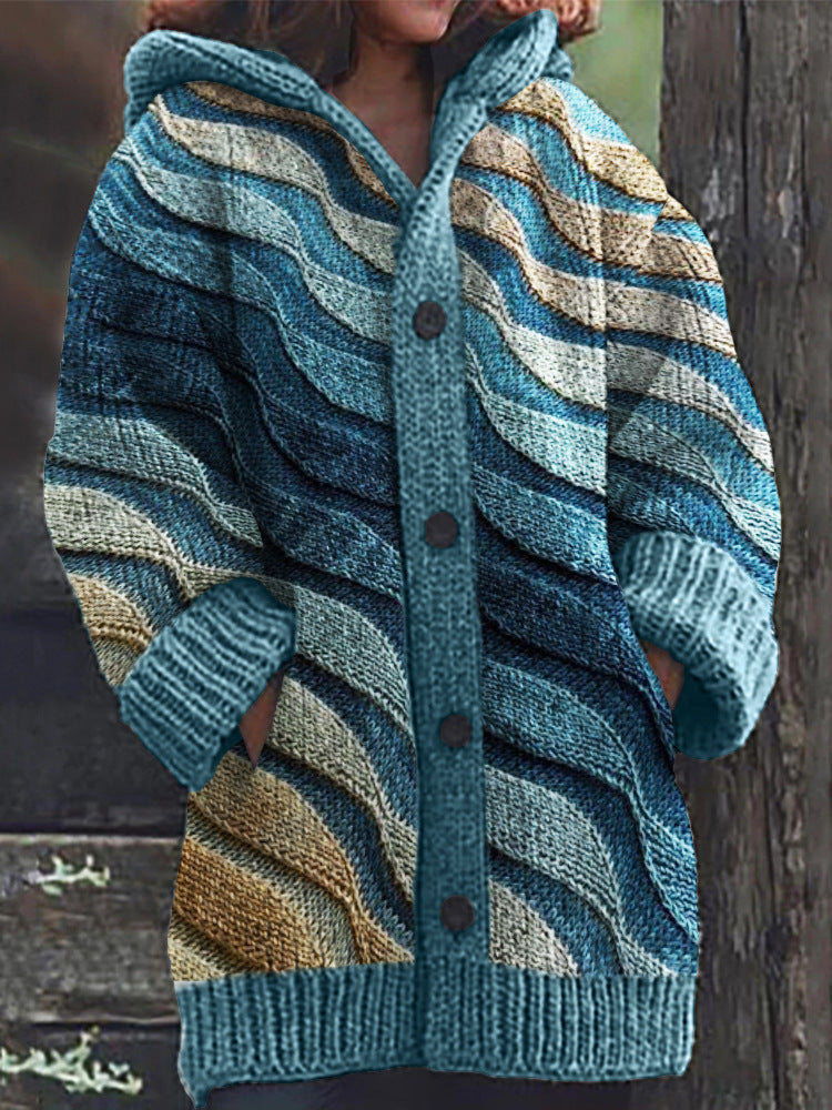 Autumn and Winter Loose-Fit Twist Knit Cardigan