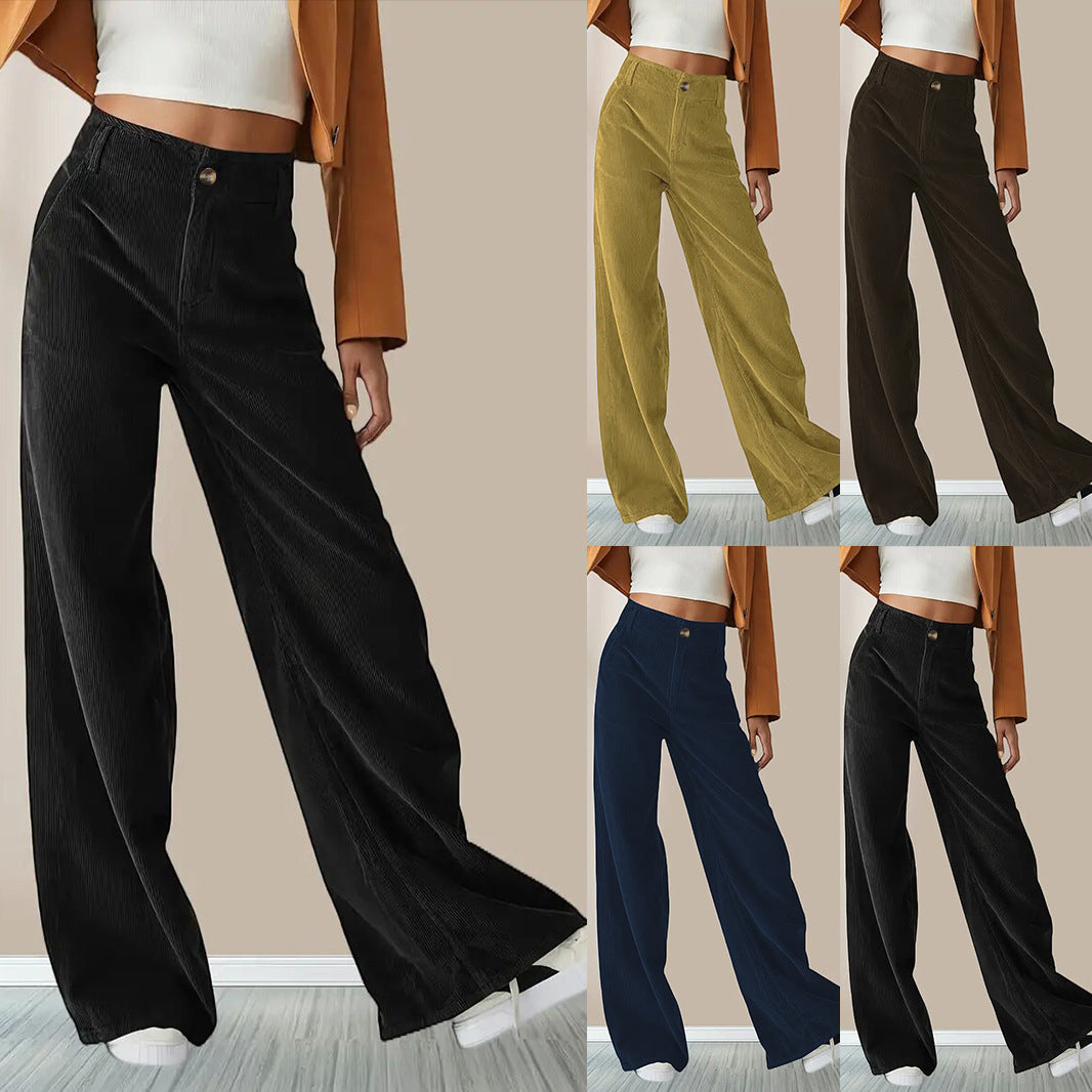 Women's High-Waist Dropped Casual Slimming Straight Pants