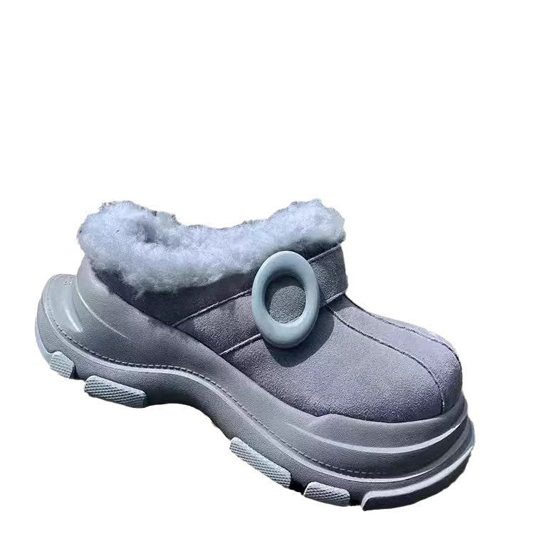 Ugly-Cute Big-Head Snow Boots with Fur for Women