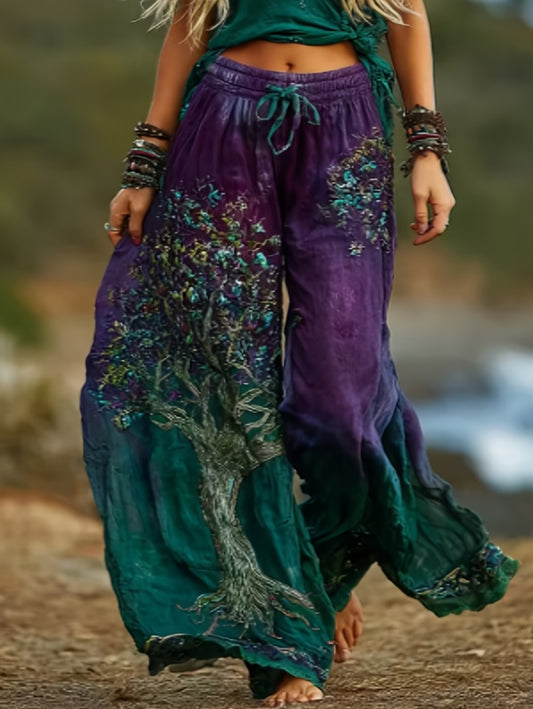 Elegant Printed Women's Wide-Leg Pants