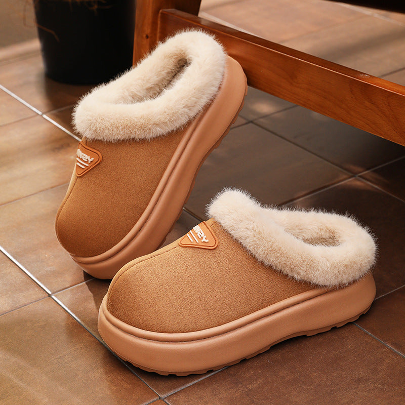 Women's Winter Non-Slip Fluffy Slippers – Thick Sole, Simple and Stylish for Home