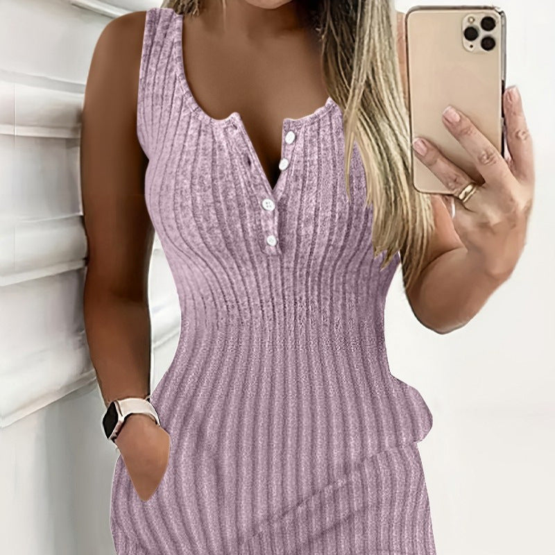 Women's Sunken Stripe Slim Fit Dress