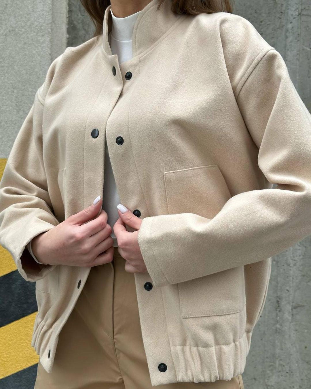 Stand-Up Collar All-Match Long-Sleeve Coat Jacket