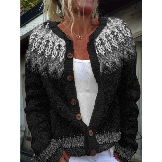 Cardigan Color-blocked Loose-fitting Fashionable Knitwear