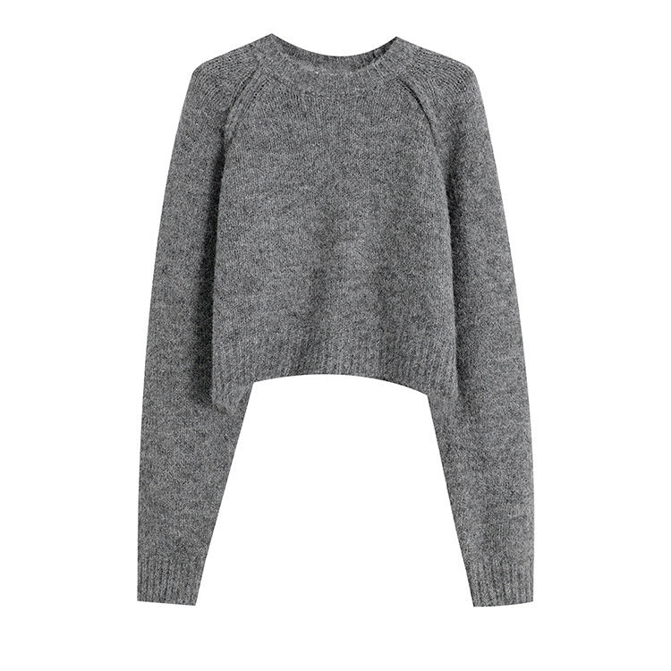 French Style Simple and Elegant Leisure Round Neck Sweater