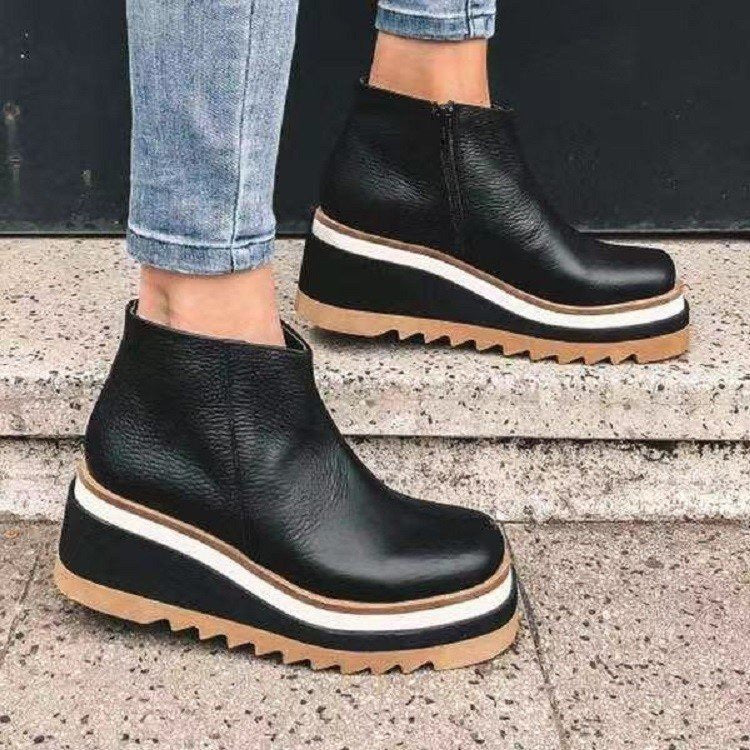 Women's Platform Shoes with Side Zipper