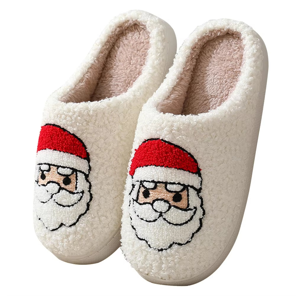 Christmas Reindeer Slippers for Women and Men – Cozy Fleece, Plush Slip-On, Non-Slip Wool-Lined