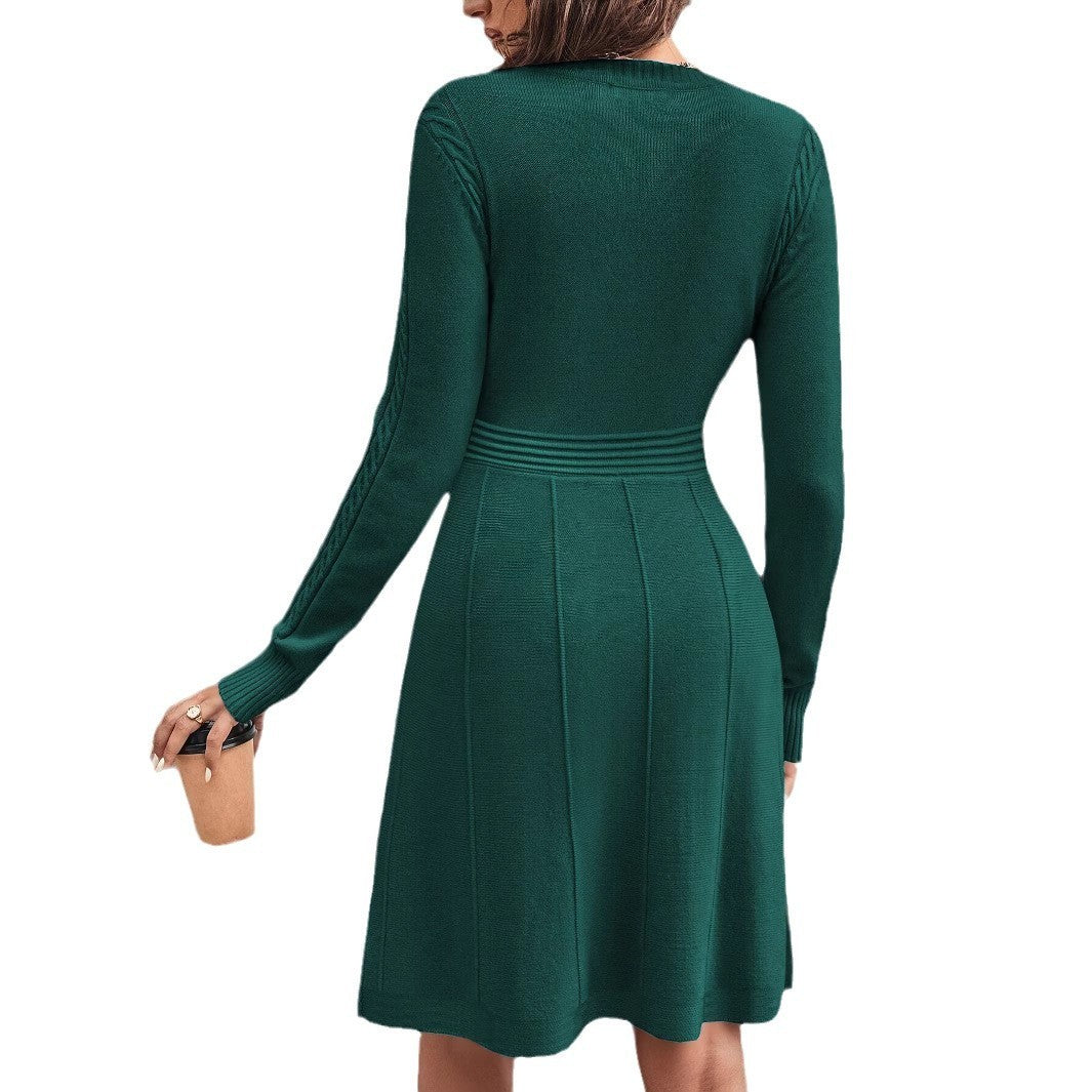 Knitted Long Sleeve Slim Fit Sweater Dress – Fashionable and Cozy