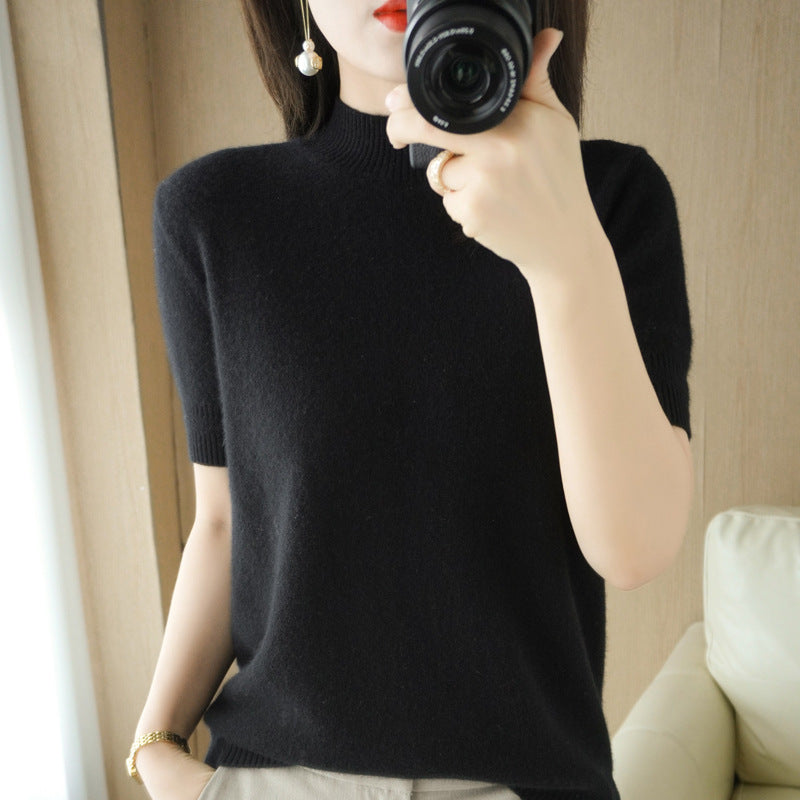 Women's Mock-Neck Mid-Length Sleeve Lightweight Sweater