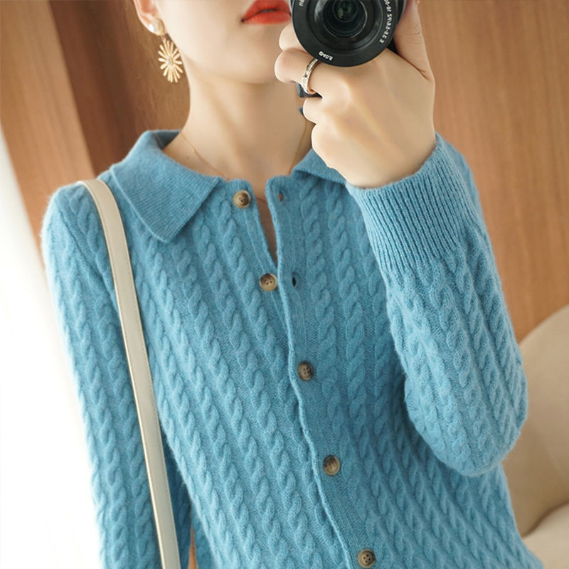 Spring & Autumn Western-Style Lapel Knitted Sweater