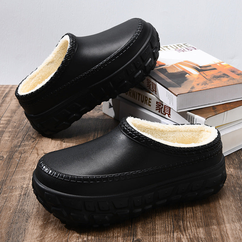 Women's Resin Sole Fur-Lined Cotton Slippers for Comfort