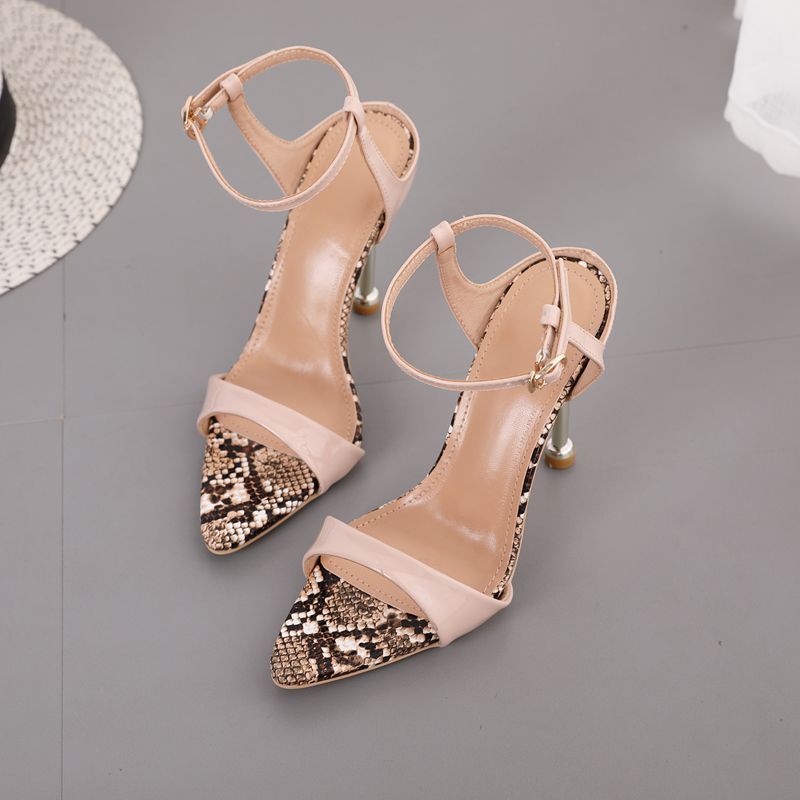 New Style Pointed Toe Stiletto Shoes for Women – Fashionable, Comfortable, and Large Size with Snake Print