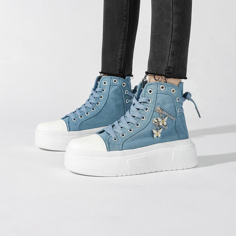 New Outdoor All-Matching Canvas Shoes with Butterfly Zipper Detail