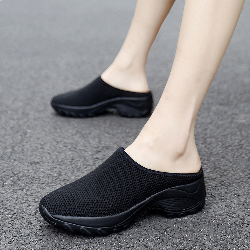 Plus Size Women's Fashion Mesh Platform Slippers for Outdoor Wear