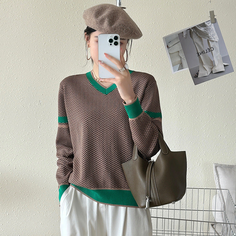 Lazy Style Women's Sweater – Fashionable Retro Long-Sleeved Pullover for Casual Wear