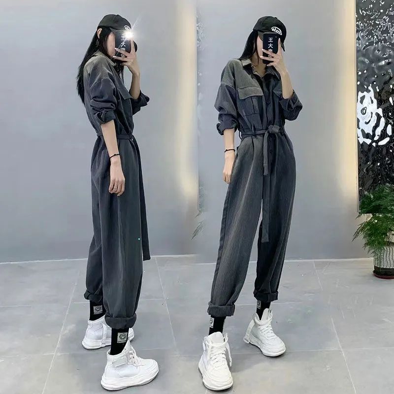 Trendy Loose-Fit Street Style One-Piece Jumpsuit – Casual and Fashionable Look