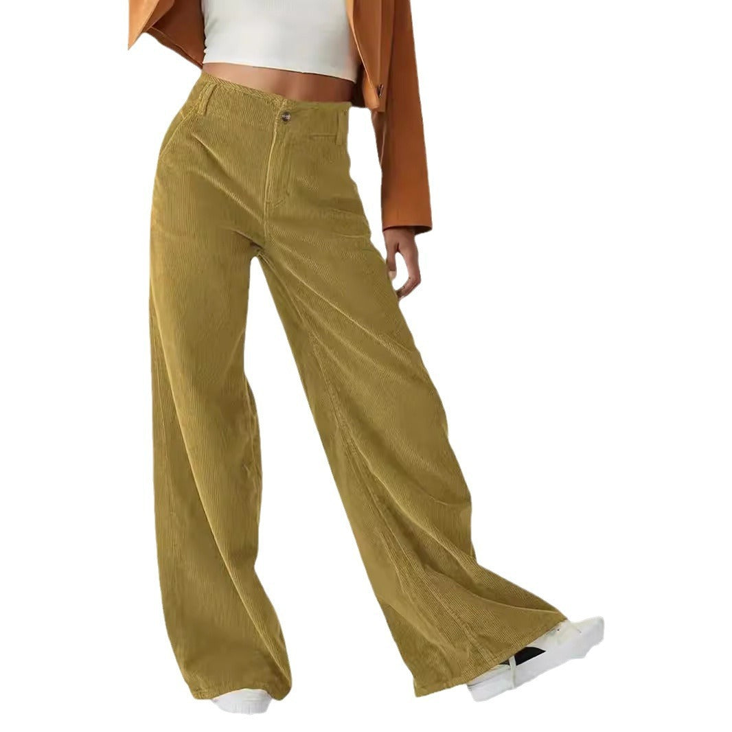 Women's High-Waist Dropped Casual Slimming Straight Pants