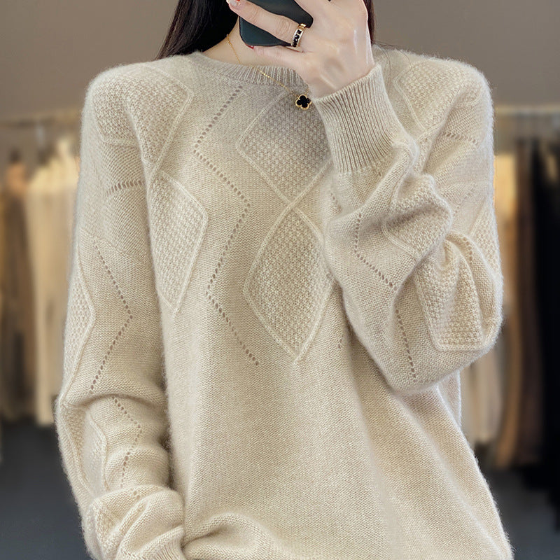 Versatile Western-Style Women's Solid Color Pullover Sweater